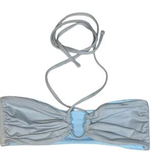 L*SPACE Bikini Top Shimmer Dawn Top Women’s Sky Blue Silver Medium